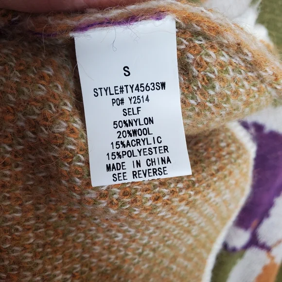 Urban Daizy Cozy Patchwork Knitwear Wool Blend Sweater Boho #227 - Picture 5 of 5